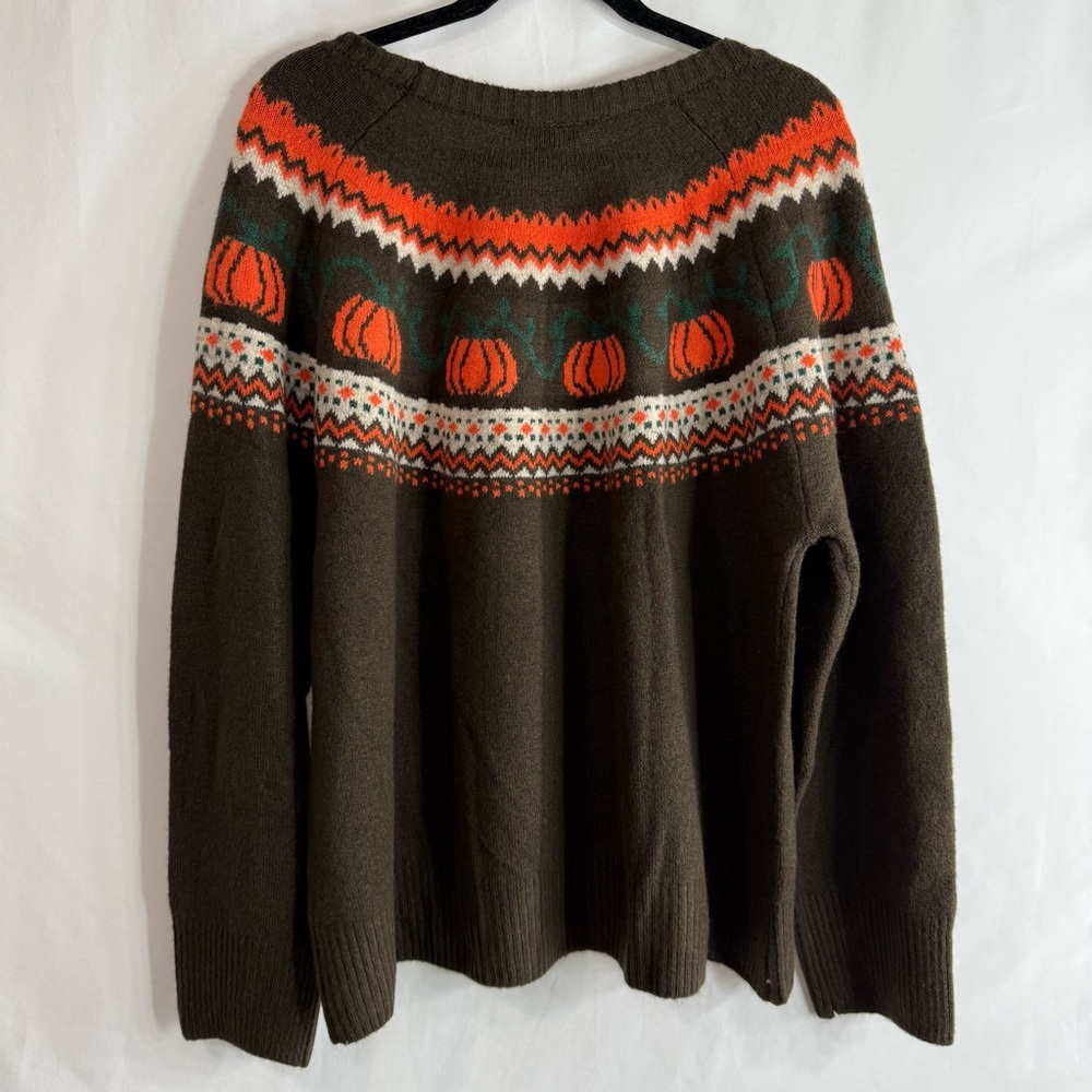NWT Vince Camuto Brown Pumpkin Fall Fair Isle Crew Neck Sweater, size XL - Picture 8 of 8
